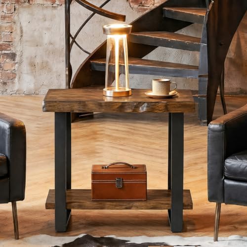 Tribesigns Solid Wood Side Table, Industrial Pine Wood Nightstand - Image 4
