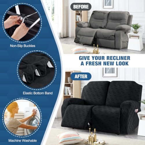 TAOCOCO Recliner Loveseat Cover Oversized, Stretch Jacquard Reclining Loveseat - Image 5