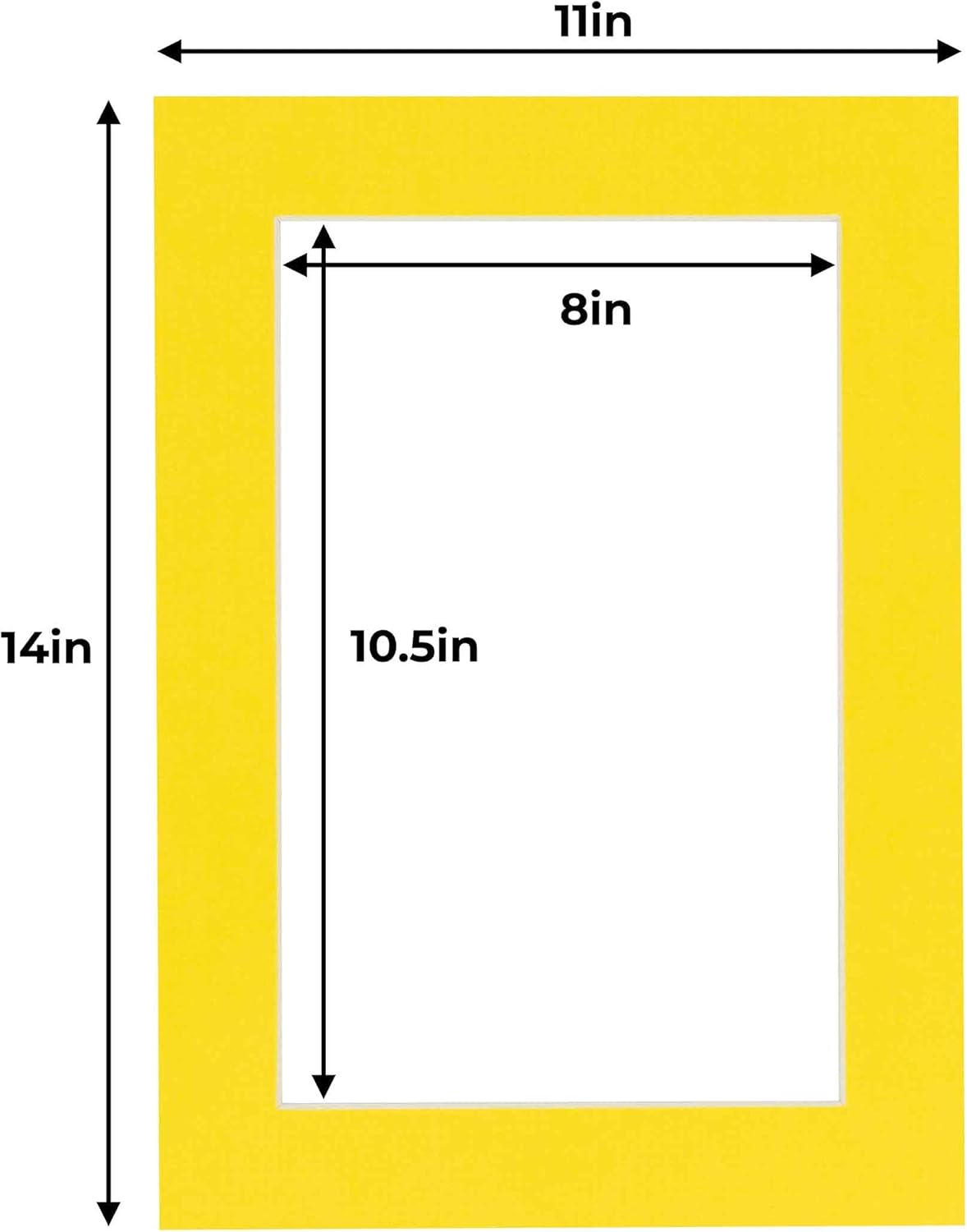 11x14 Mat for 8.5x11 Photo - Precut Yellow Picture Matboard for Frames Measuring 11 x 14 Inches - Bevel Cut Matte to Display Art Measuring 8.5 x 11 Inches - Acid Free ONE MAT