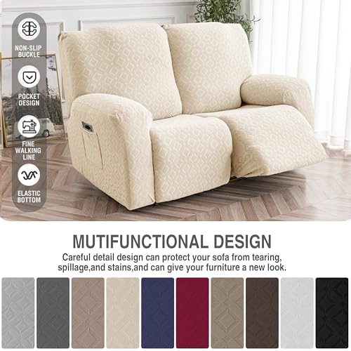 Genina Waterproof Recliner Loveseat Cover, 2 Seat Couch Cover - Image 5