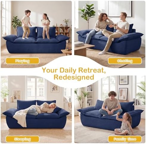 56" Boneless Loveseat, 2-Seater Boneless Sofa - Image 6