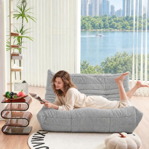 N&V Fireside Loveseat, Mid Century Armless Twin Size Floor Sofa, Soft Premium - Image 7