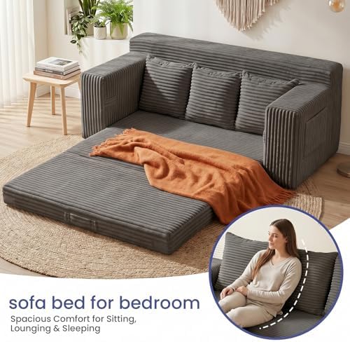69" 3 Seater Convertible Folding Sofa Bed, Boneless Couch - Image 4