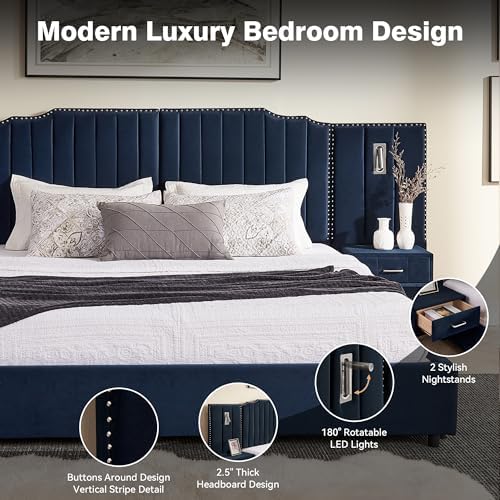 Queen Size Velvet Platform Bed - Image 3
