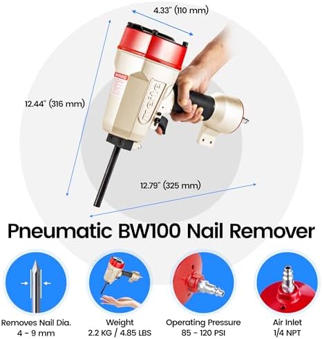 meite BW100 Pneumatic Nail Remover 9-16 Gauge Denailer - Image 6