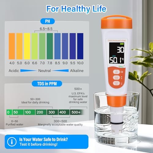 hygger Pool Salt Tester & PH Meter, 5-in-1 Digital Pool Water Tester, High - Image 3