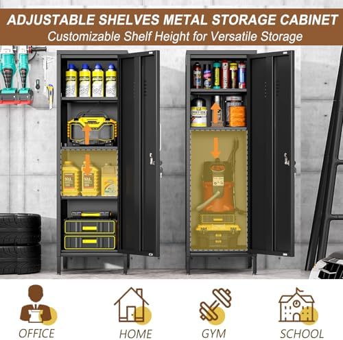 pozdeg 47.24" Black Lockable Small Metal Storage Locker - Image 5