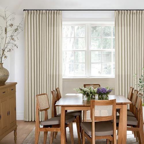 TWODRAPES Beige Linen Curtains 96 Inches Long Pinch Pleated 2 Panels Set - Image 6