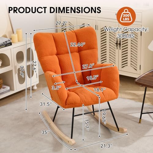 Nursery Rocking Chair, Teddy Upholstered Glider Chair - Image 2