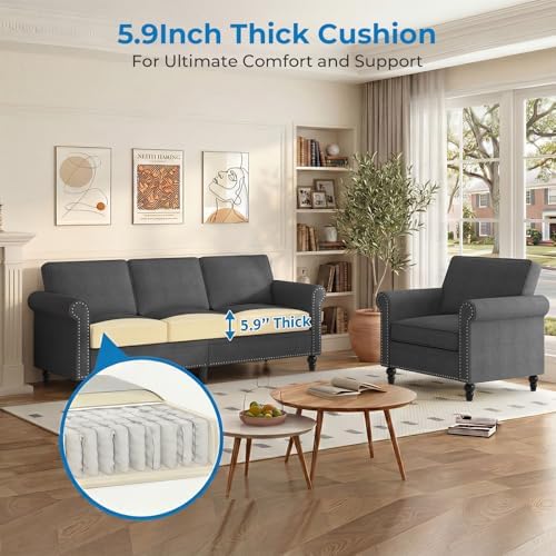 Mjkone 2 Pieces Living Room Sofa Set, Sectional Sofa Couches, Couch and Chair - Image 6