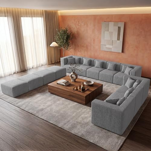 MONVANE Modular Sectional Sofa, Oversized 12 Seat Convertible U Shaped Couch - Image 6