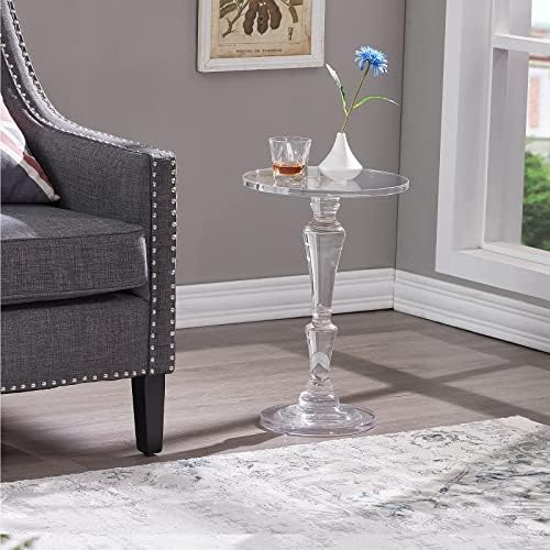 Clear Acrylic Round End Side Table Minimal Modern Accent Nightstand - Image 6