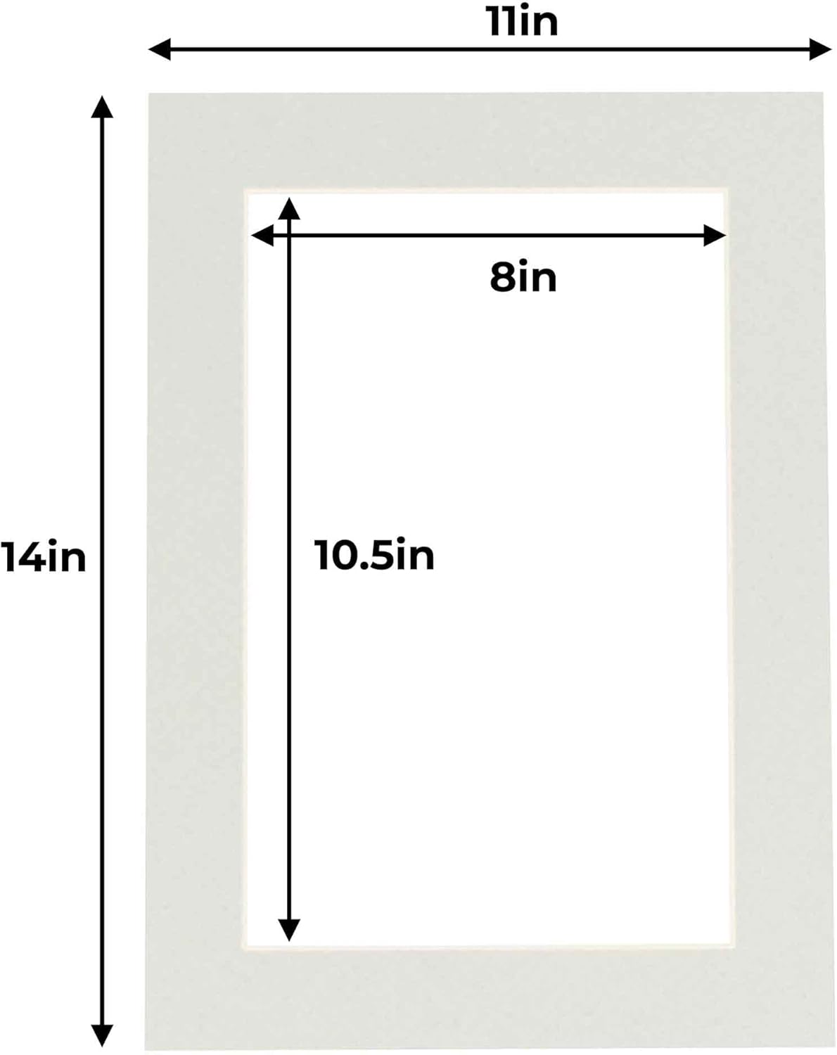 11x14 Mat for 8.5x11 Photo - Precut Grey Picture Matboard for Frames Measuring 11 x 14 Inches - Bevel Cut Matte to Display Art Measuring 8.5 x 11 Inches - Acid Free Pack of 100 MATS