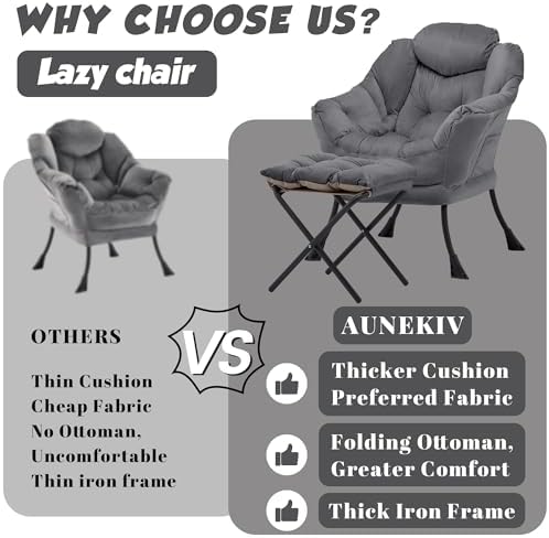 Lazy Chair with Ottoman, Dark Grey - Image 4