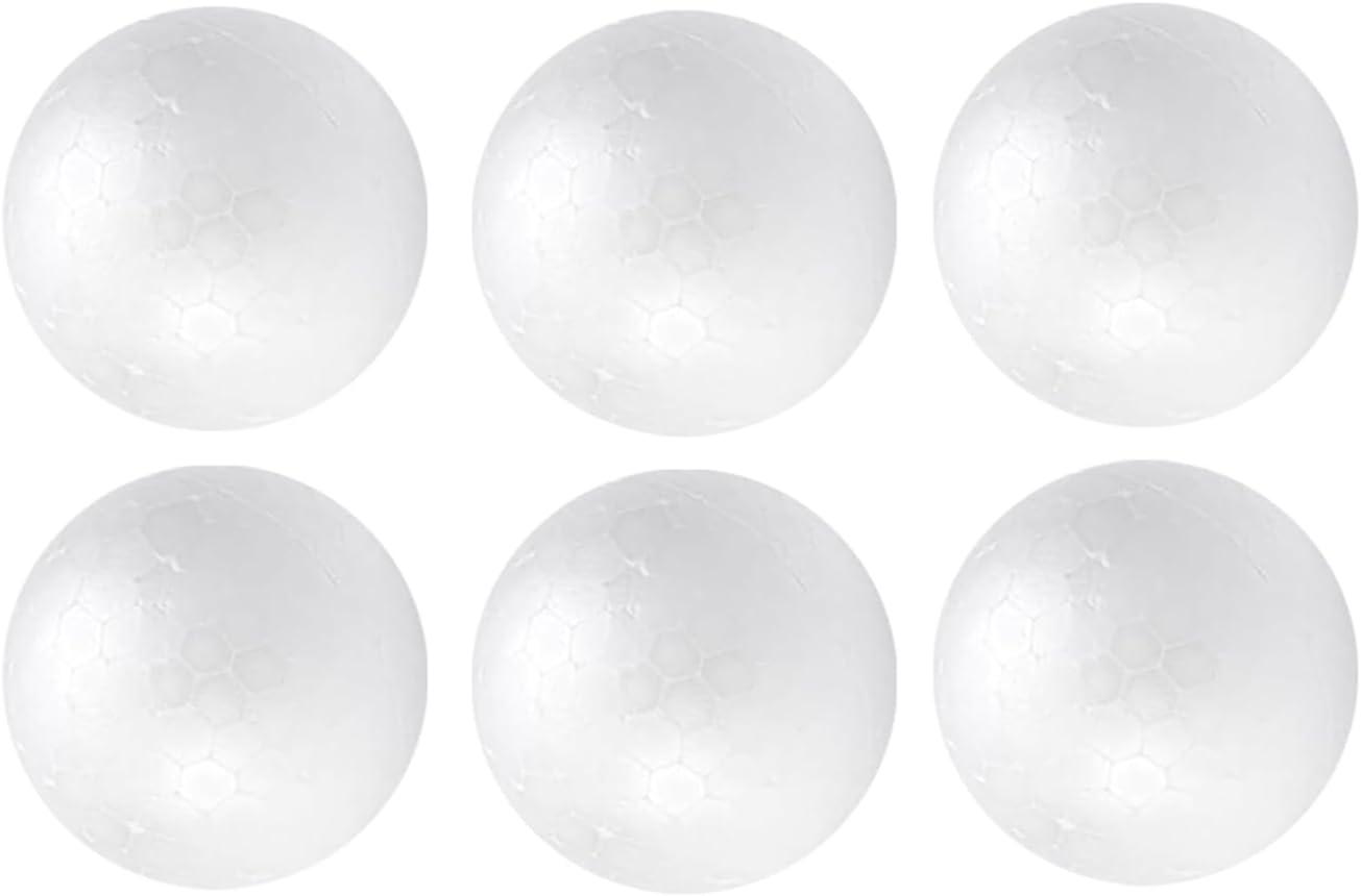 Crafjie Craft Foam Balls 2.75 Inches in Diameter 6-Pack, Smooth Polystyrenets Foam Ball, for Decoration Household School Projects DIY Arts and Craft, White