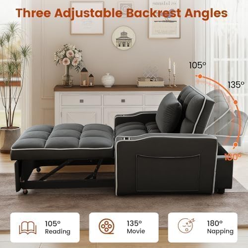 Sleeper Chair with USB Port, 3 In1 Pull Out Sofa Bed - Image 3
