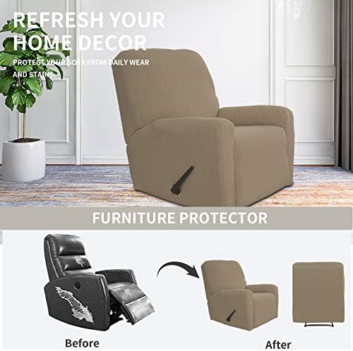 Easy-Going Stretch Recliner Chair Sofa Slipcover Washable Natural - Image 4