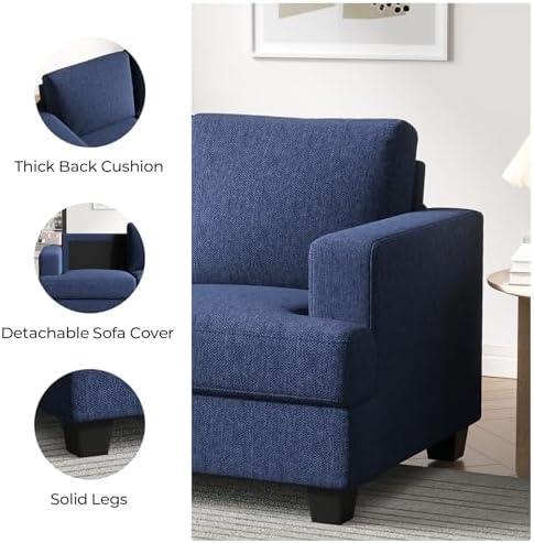 COPIAE 63 Inch Sofa with Extra Deep Seats Oversize, Linen Fabric 2 Seater Sofa - Image 5