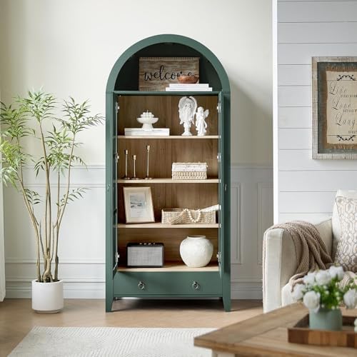 RowyPoey 71" Tall Arched Cabinet Bookshelf - Image 7
