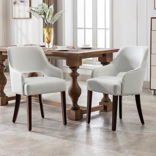 Faux Leather Upholstered Dining Chairs Set of 2 - Image 3