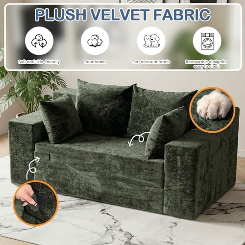 Small Boneless Couch, 3-in-1 Boneless Loveseat Sleeper Sofa Convertible Sofa Bed - Image 2