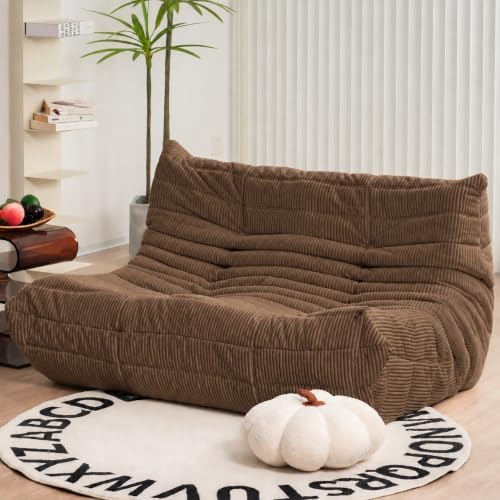 N&V Fireside Loveseat, Mid Century Armless Twin Size Floor Sofa, Soft Premium by NV