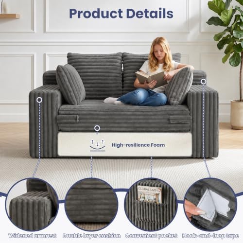 3-in-1 Convertible Sofa Bed: Boneless Loveseat Sleeper & Folding Couch Bed - Image 4