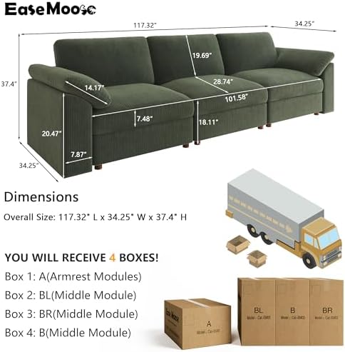 EASE MOOSE Oversized Sectional Modular Sofa Comfty 3 Seat Cloud Couch - Image 2