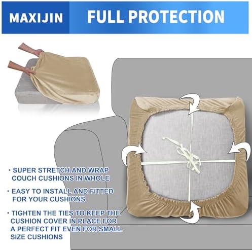 MAXIJIN Velvet Stretch Seat Cushion Covers Couch Cushion Cover - Image 4