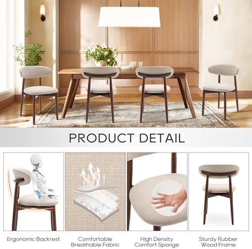 COLAMY Wooden Dining Chairs Set of 2, Upholstered Kitchen Side Chair - Image 5