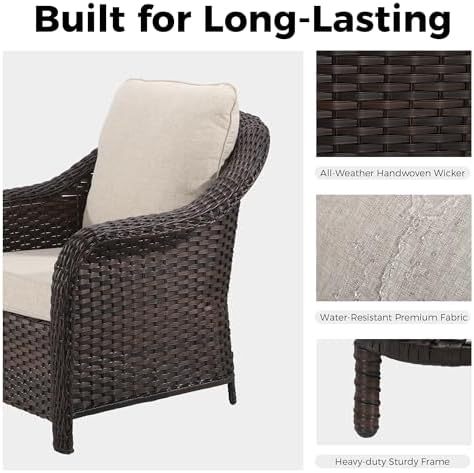 Outdoor Wicker Chair Set of 2, All-Weather Use Patio Rattan Chair - Image 4