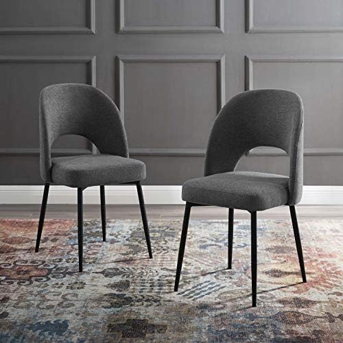 Modway Rouse Upholstered Fabric Side Black Charcoal by Modway