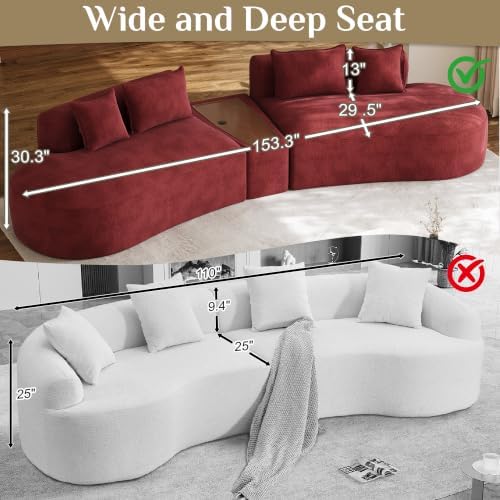 154" Oversized Sectional Sofa for Living Room, Modern Luxury Plush Chenille - Image 2