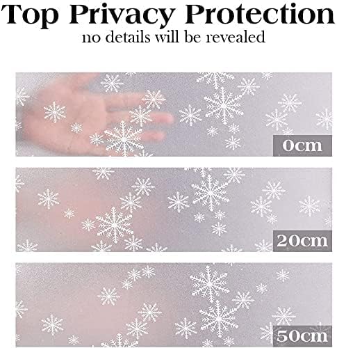 Niviy Privacy Window Film Christmas Decorations Snowflakes Window Clings Decals Stickers Non Adhesive Frosted Glass Film Heat Control 17.7” x 157”