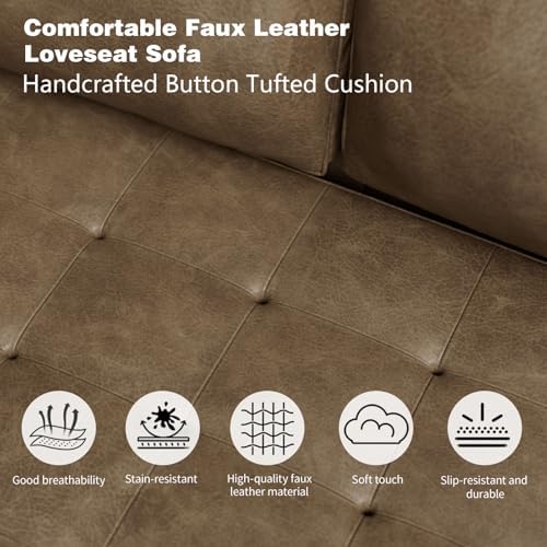 Faux Leather Couch, Loveseat Leather Sofa - Image 5