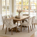 Dining Room Chairs Set of 6, Linen Fabric Floral Pattern Kitchen Chairs by DMFurniture