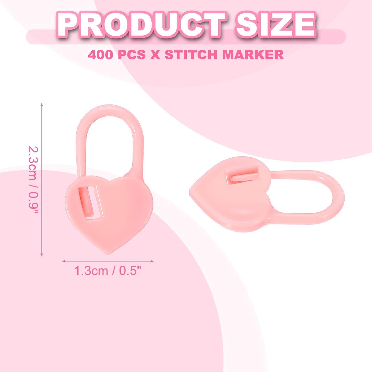 uxcell 400pcs Stitch Markers for Crocheting, Heart Shaped Crochet Marker Needle Clip Counter for Knitting Clothing Tag DIY Craft,Pink