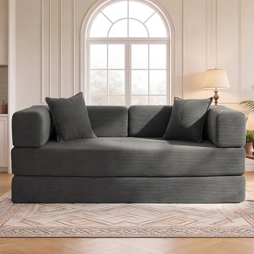 WEUP 5-in-1 Convertible Sofa Bed, Corduroy Floor Sofa Loveseat Sleeper - Image 2