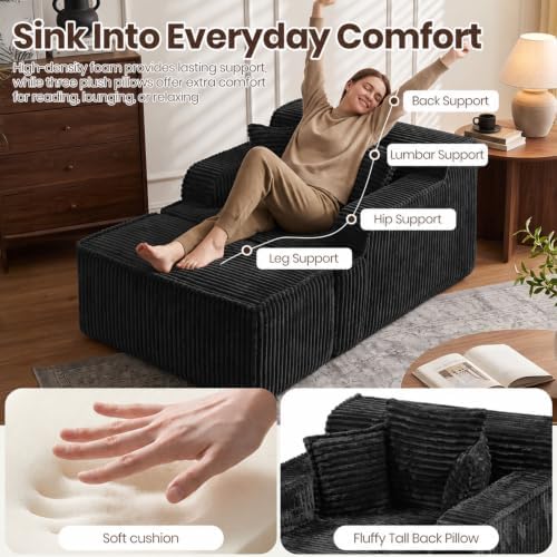 Corduroy Chaise Lounge Chair - Image 5
