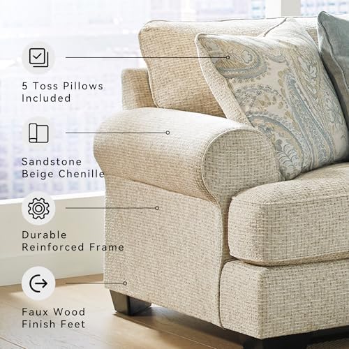 Signature Design by Ashley Deep Seat Chenille Sofa, No Assembly 3 Seater - Image 4
