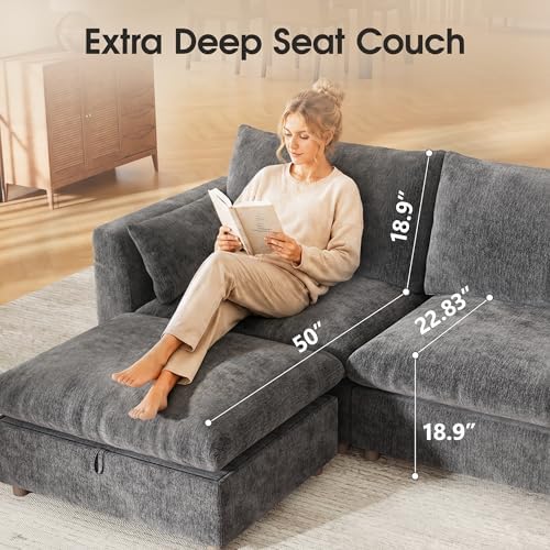 WorthFurni Modular Sectional Sofa, Ovwersized 111" V Shape Modular Sectional - Image 4