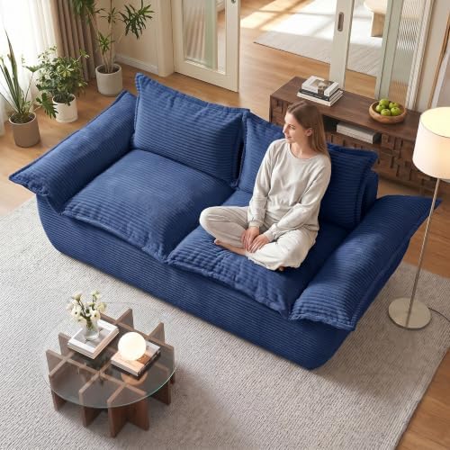JUIKURY 55" Convertible Corduroy Sofa Bed, Boneless Foldable Loveseat Sleeper by Unknown