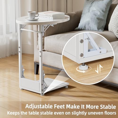 Elbourn Folding Side Table End Couch Tables, C-Shaped TV Stand - Image 6