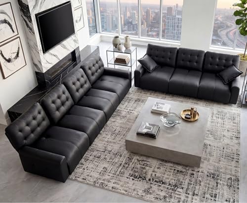 Oversized Sectional Leather Couch by HOMYHOMEY