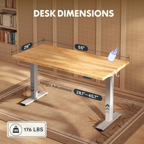 FLEXISPOT 55" x 28" Solid Bamboo Standing Desk - Image 2