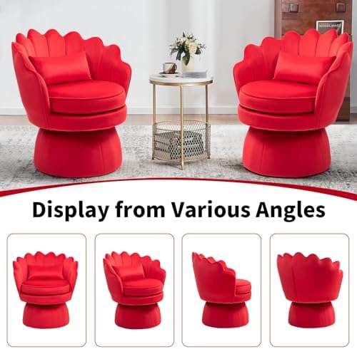ZJhome 360° Swivel Accent Chair, Mid-Century Modern Velvet Barrel Chair - Image 6