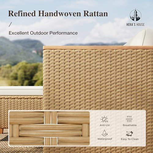 HERA'S HOUSE 5-Piece Wicker Rattan Patio Sectional Set - Image 3