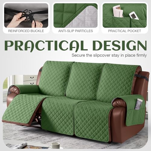 KinCam Waterproof Recliner Sofa Covers Washable, 3 Seater, Vine Green - Image 4