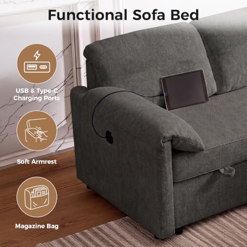 Tbfit 107" Pull Out Sofa, Sleeper Sofa Bed - Image 6