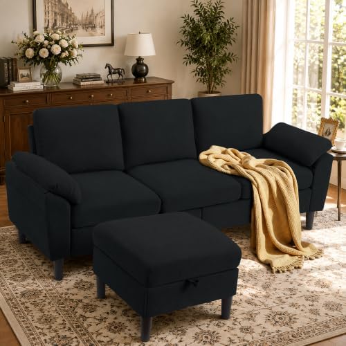 80" L Shaped Couch with Storage, Small Sectional Couches by Portaforta